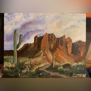 Acrylic painting of Superstition Mountains.